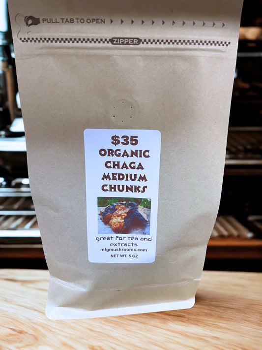 Organic Chaga Medium Chunks 5 oz