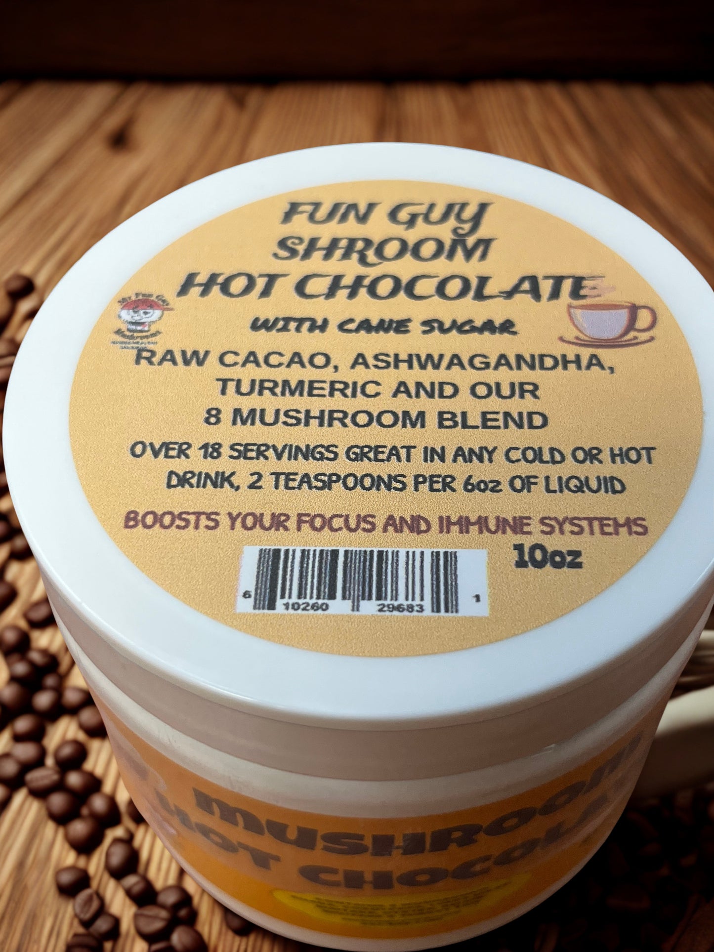 Fun Guy Mushroom Hot Chocolate with Sugar Added 10 oz