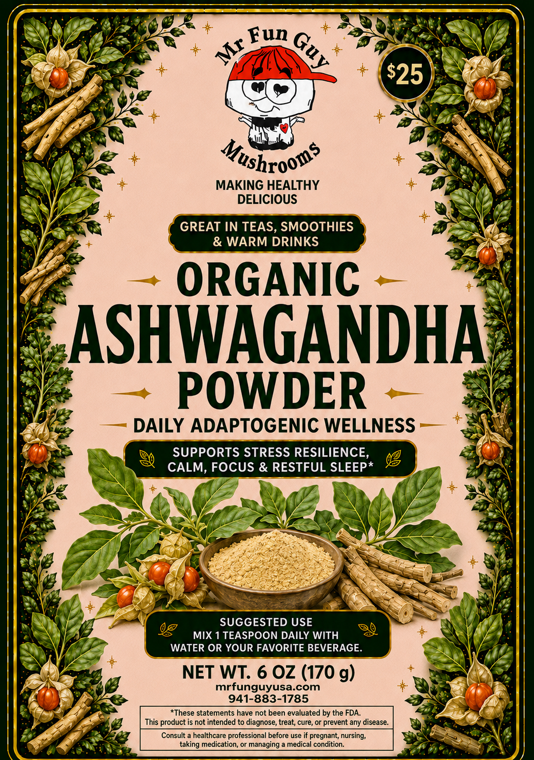 Organic Ashwagandha Powder 6 oz