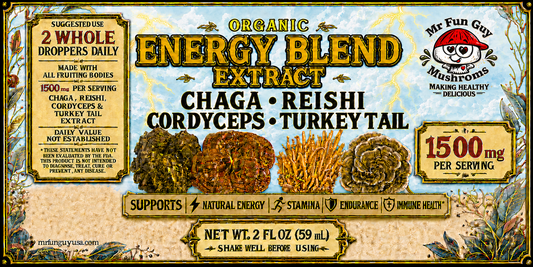 Organic ENERGY BLEND: Chaga, Reishi, Turkey Tail, & Cordyceps Extracts