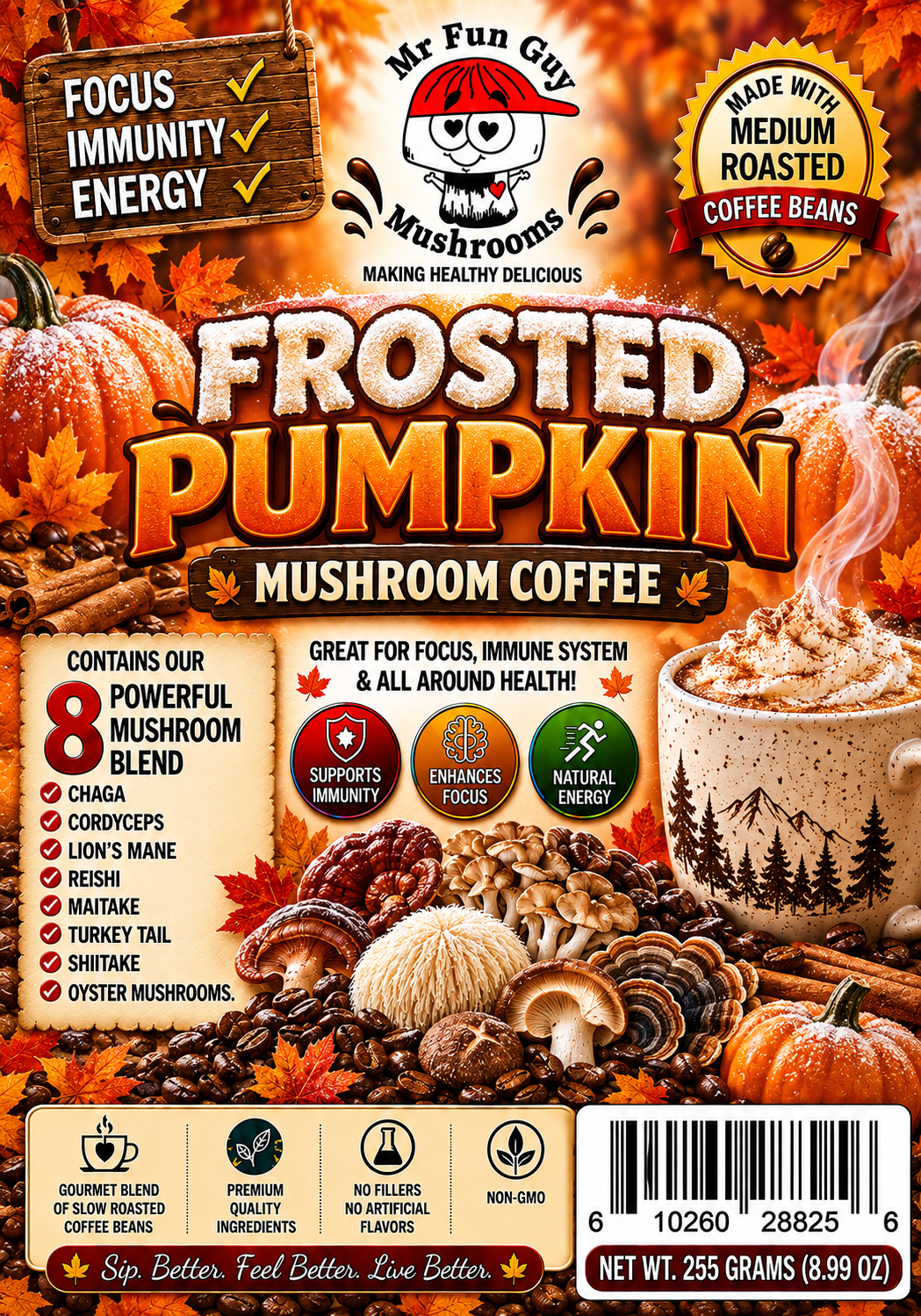 FROSTED PUMPKIN BAG COFFEE 255 GRAMS