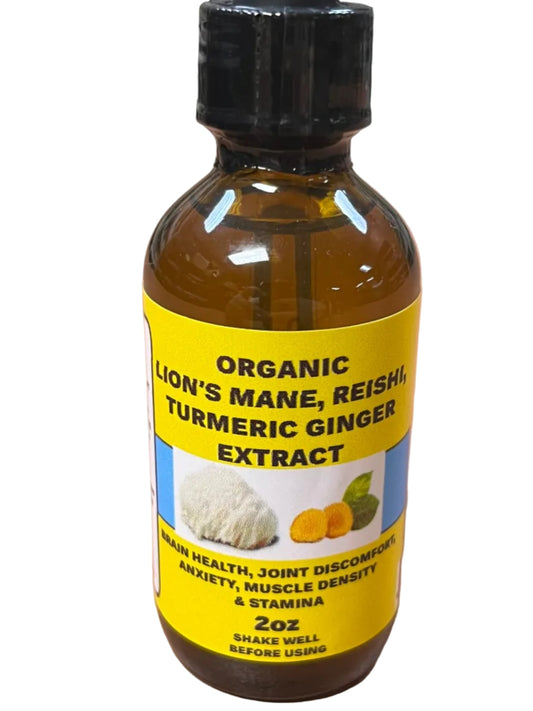 Organic Lion's Mane, Reishi, Turmeric Ginger Extract 2 oz