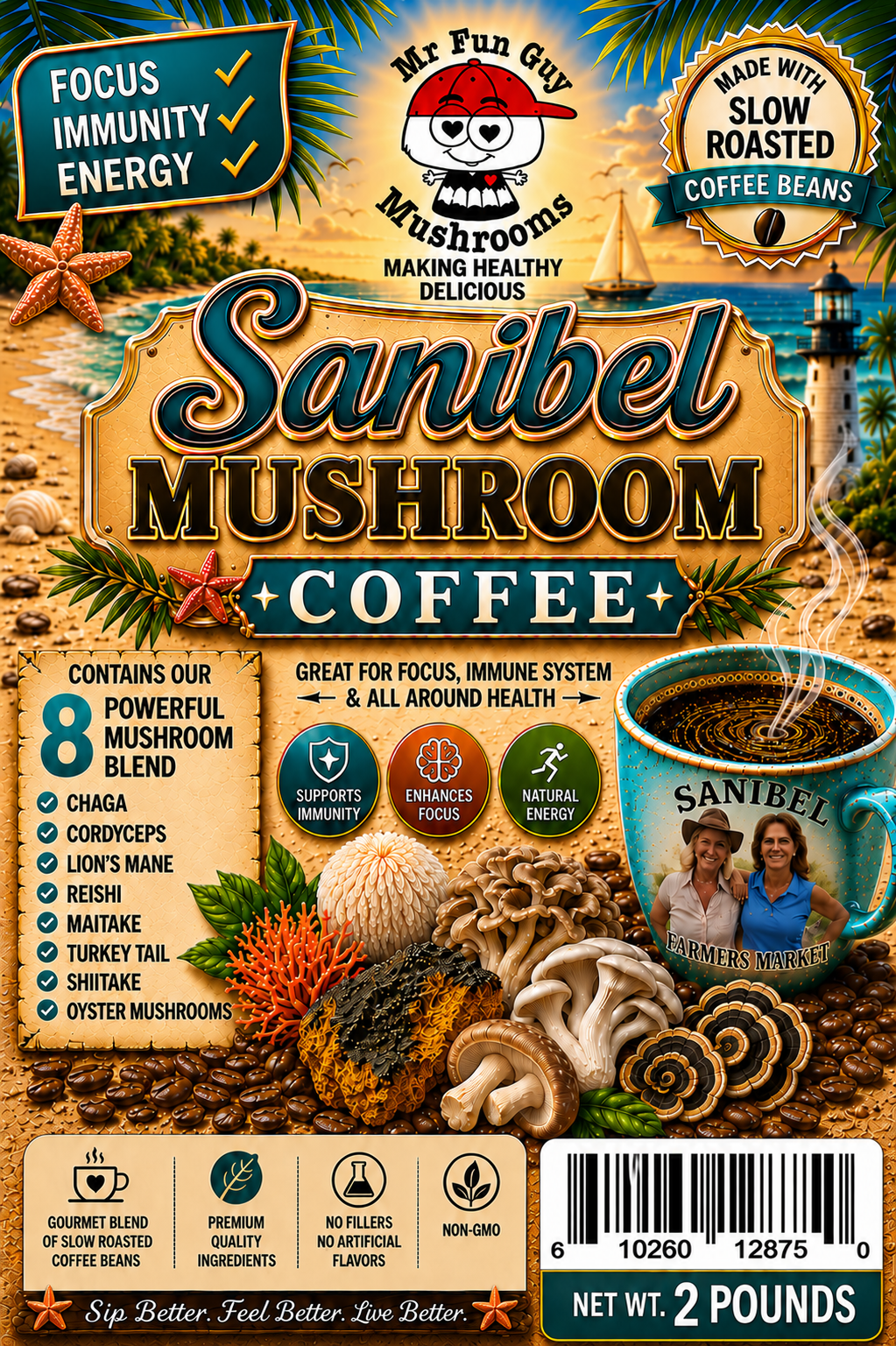 2 POUND BAG OF SANIBEL MUSHROOM COFFEE