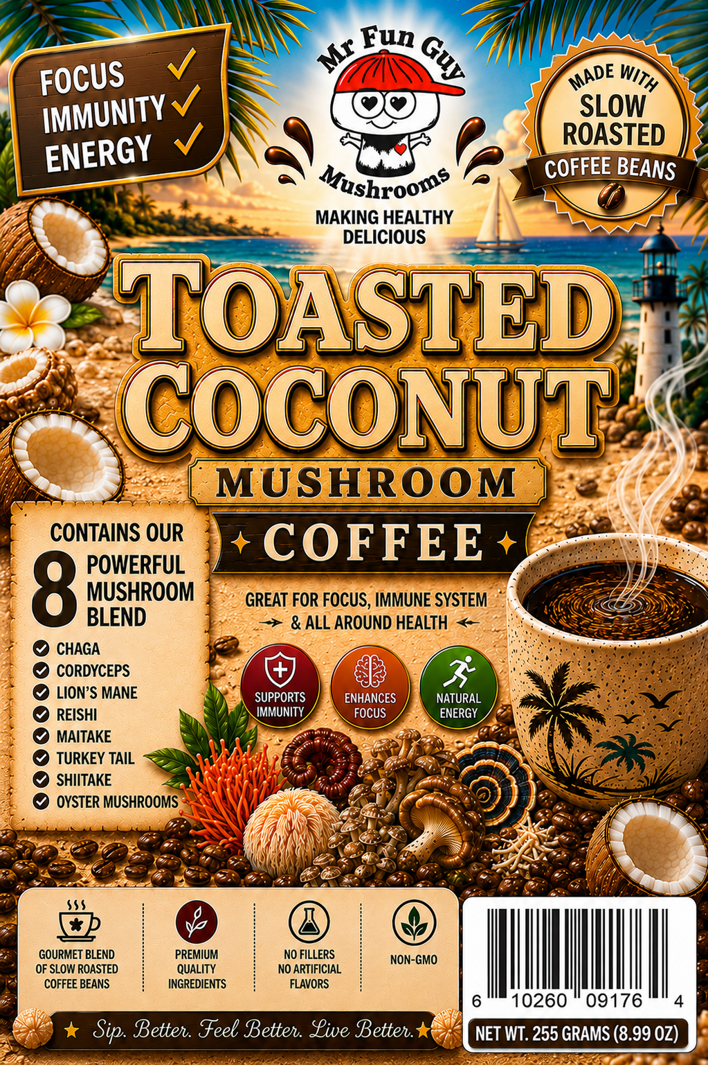 Toasted Coconut Mushroom Coffee 255 grams