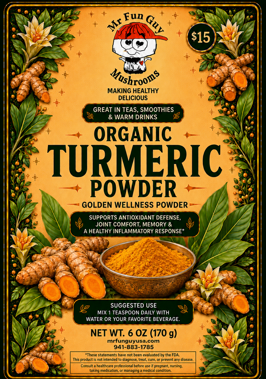 Organic Turmeric Powder 8 oz