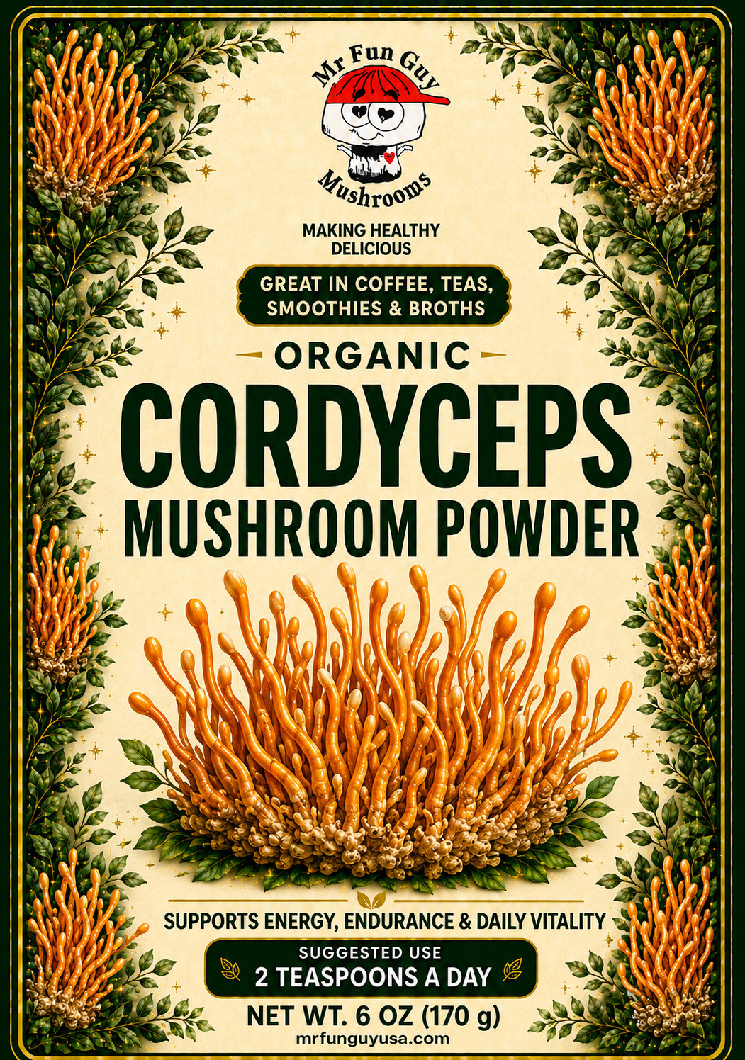 Organic Cordyceps Mushroom Powder 6 oz