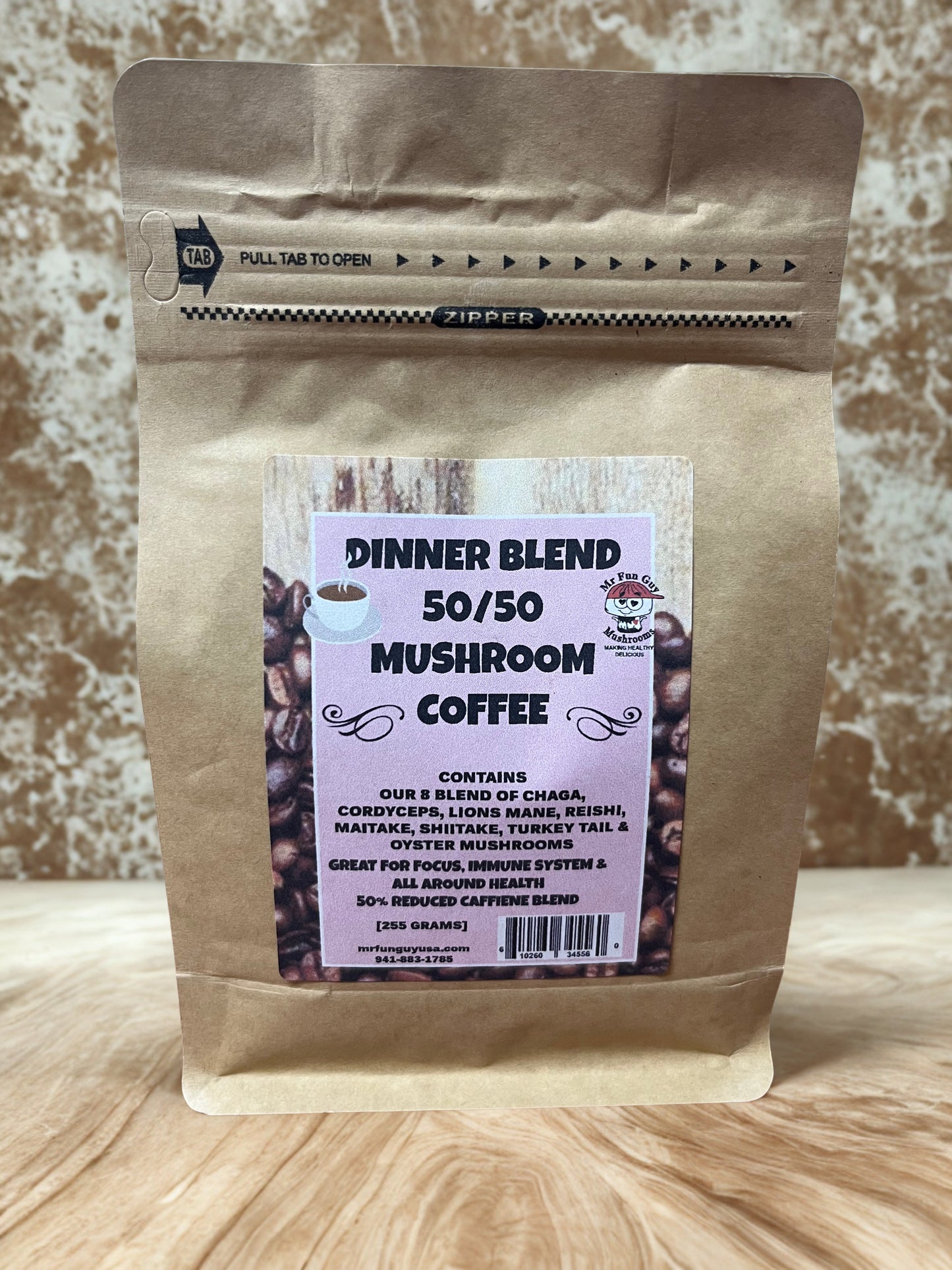 Dinner Blend 50/50 Mushroom Coffee 255 grams