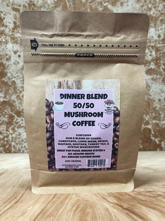 Dinner Blend 50/50 Mushroom Coffee 255 grams