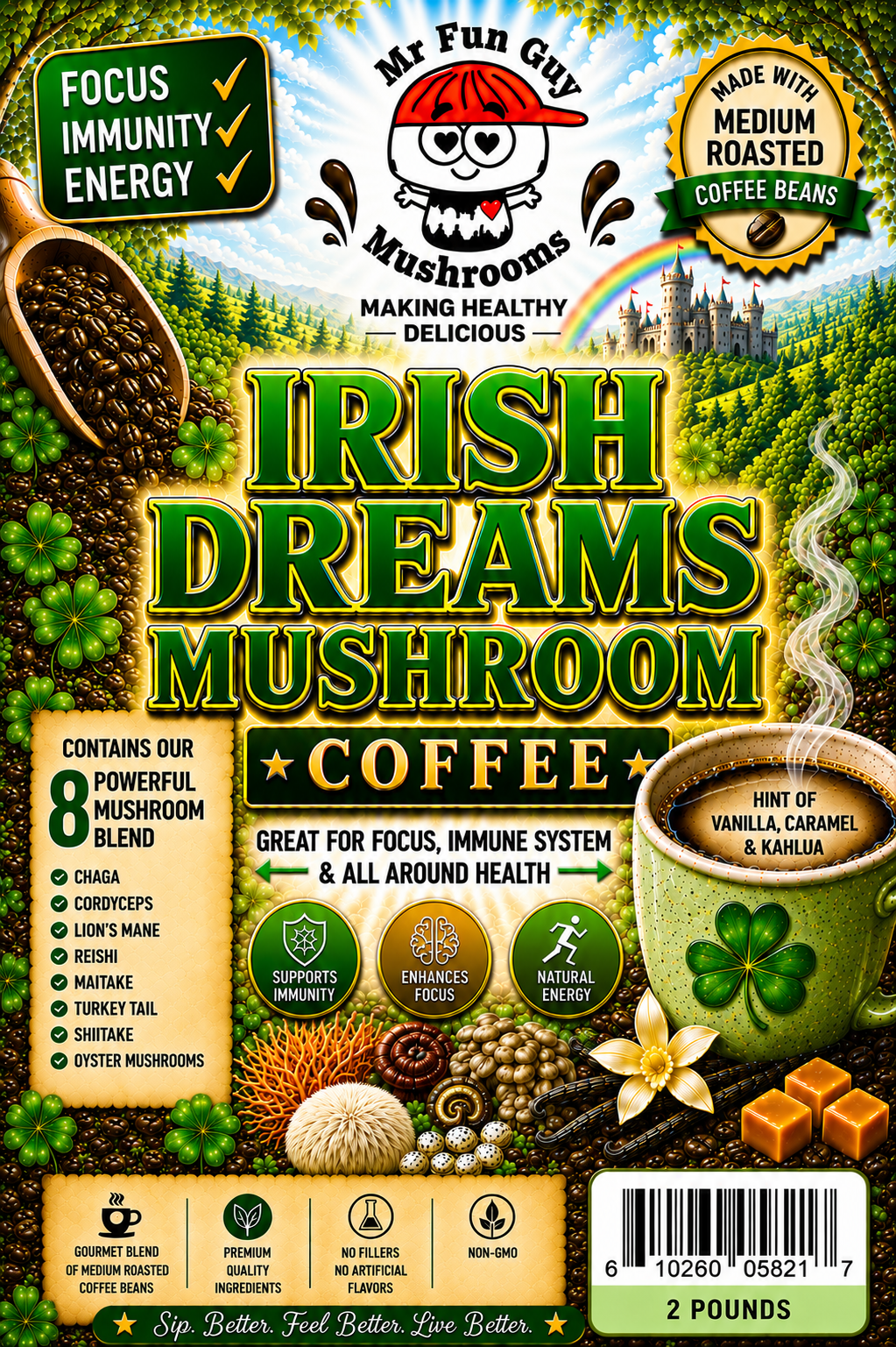 2 POUND BAG OF IRISH DREAMS MUSHROOM COFFEE